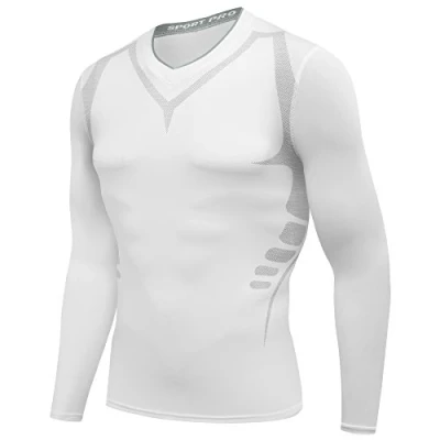 Image of AMZSPORT Men&#039;s Long Sleeved Compression Shirt Sleeve Functional Shirts Base Layer White XL
