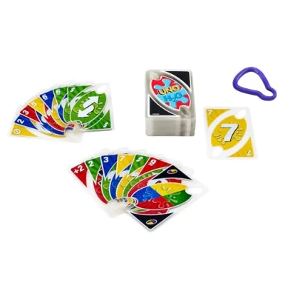 Image of Mattel Games UNO H20 to GO, water resistant cards game, take the beach and snow holidays, extra durable 108 cards, ages +7, P1703