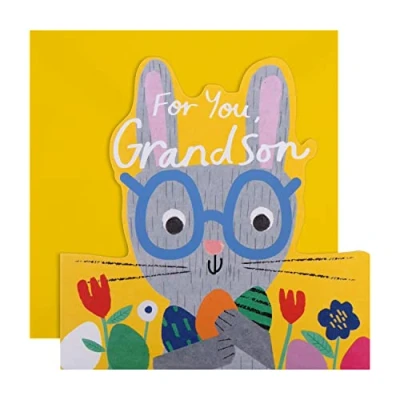 Image of Hallmark Easter Card for Grandson Die Cut Bunny Design