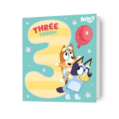 Image of Danilo Promotions Bluey Age 3 Birthday Card, Official, Happy, Colour in card