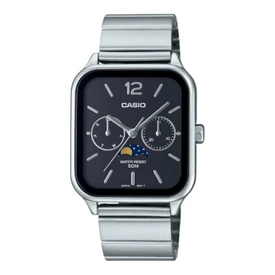 Image of Casio Men Stainless Steel Analog Black Dial Watch Mtp M305D 1Avdf, Band Color Silver, Black, Classic
