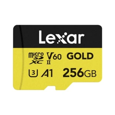 Image of Lexar GOLD 256GB Micro SD Card, microSDXC UHS II Flash Memory V60, U3, A1, C10 microSD Up to 280MB/s Read, TF Card for Drone/Action Camera/UHS Portable Gaming Device (LMSGOLD256G BNNNG)