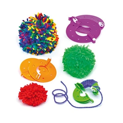 Image of Baker Ross EF880 Reusable Pom Maker Kit, Perfect for Kids to Create and Design Their Arts Crafts Projects (Pack of 3)