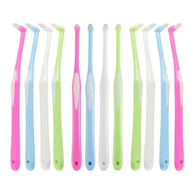 Image of SYEYCW 12 Pcs Single Tufted Toothbrush, Orthodontic Toothbrushes, Interspace Soft Toothbrush for Detail Cleaning and Braces, Sensitive Gums Deep