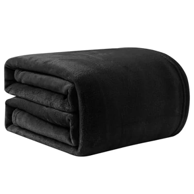 Image of Good Nite Fleece Blanket Fluffy Throw Blankets 150x200cm Flannel Warm Soft For Sofa Couch Bedspread (Black, Double)