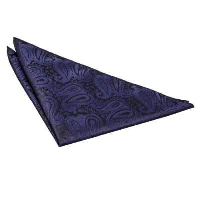 Image of DQT Men Blue Solid Plain Stripe Floral Paisley Polka Dot Pocket Square Navy