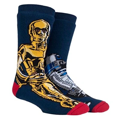 Image of HEAT HOLDERS Mens Star Wars Socks Lite Novelty Thermal for Winter (6 11, R2D2 &amp; C3PO)