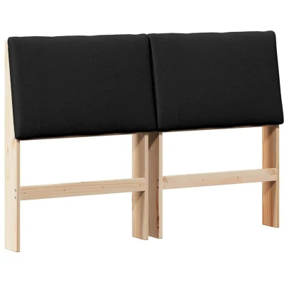 Image of vidaXL Upholstered Headboard Black 160 cm Solid Pine Wood