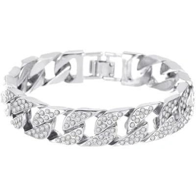 Image of TTPSRY Cuban Chain Link Bracelet Gold Wrist Bracelets for Women Girls Flat Cable Chunky Bangle Fashion Jewelry (Silver)