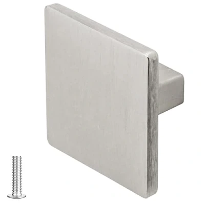 Image of Decoranddecor Calla Square Cabinet Knob Door Pull Handle Kitchen Cupboard Furniture Drawer (1 Pack, Brushed Chrome)