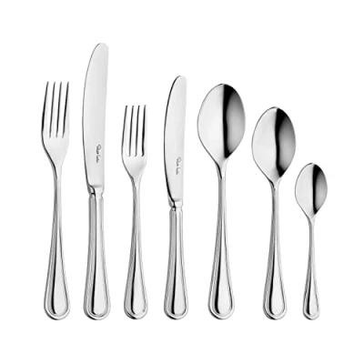 Image of Robert Welch Aston Bright, 56 Piece Cutlery Set for 8 People. Made from Stainless Steel. Dishwasher Safe.