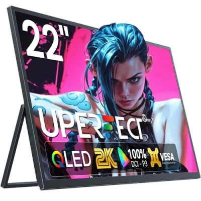 Image of UPERFECT Portable Monitor 22 Inch 2K 2560 * 1440, Large with Kickstand, Laptop Type C, Mini HDMI, USB OTG, Matte VESA Hole, Second Screen For Laptop/PC/Mac/PS/Phone