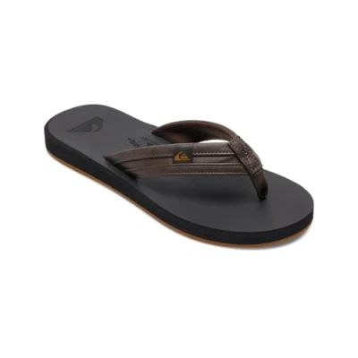 Image of Quiksilver Carver Squish Tbar sandals, Men&#039;s, Size: 12, Brown/black/brown Synthetics