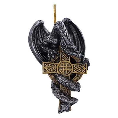 Image of Nemesis Now Claus Festive Hanging Dragon Ornament, Gold, 11cm, Resin