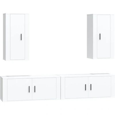 Image of vidaXL 4 Piece TV Cabinet Set White Engineered Wood