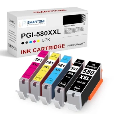 Image of SMARTOMI 580XXL 581XXL Ink Cartridges for Canon PGI 580 CLI 581 580XL 581XL Pixma TR8550 TR7550 TS705 TS6150 TS6151 TS6250 TS6251 TS6350 TS8350 TS8351 TS9550 TS8352 (5 Pack)