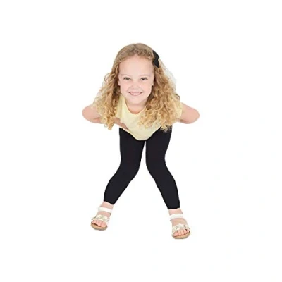 Image of Festival Children Kids Girls Plain Cotton Thick Full Length Leggings Party Pants Ages 1 11 (UK, Age, 2 Years, 3 Regular, Black)