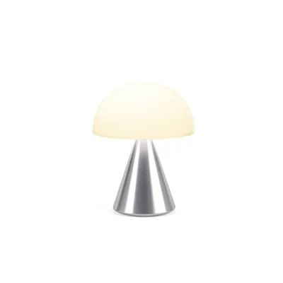 Image of Lexon Mina L Mushroom Lamp 9 LED Color Table for Bedrooms, Living Room &amp; Office Cordless, Rechargeable with 24h Light Dimmer, Aluminum, Large Alu Poli
