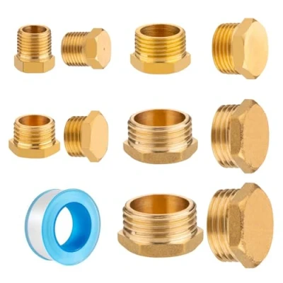 Image of 10 Pcs Blanking Caps Flow Prevention Brass Cap with Raw Material Tape Nut for Washing Machine Radiator Valve Pipe Connector Fittings (5 Sizes)