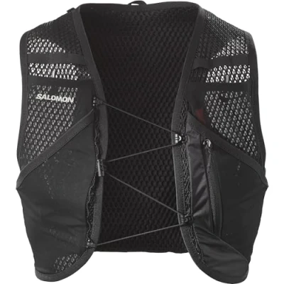 Image of Salomon Active Skin 8 Compatible with Flasks Unisex Running Hydration Vest Hiking Trail , Precision Fit, 8L and Optimized Storage, Black, M