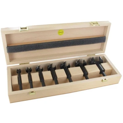 Image of FAMAG Tct bormax Forstner Bit Carbide tipped, Set of 7 Pieces, 15, 20, 25, 30, 35, 40, 50 mm, in Wooden Box, F166357000