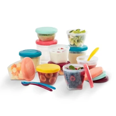 Image of Babymoov Babybols Multiset baby food storage containers, weaning pots 3 x 120 ml 180 6 250 and 3x Soft Spoons