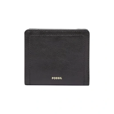 Image of Fossil Women&#039;s Logan Leather RFID Blocking Bifold Wallet for Women, Black, One Size