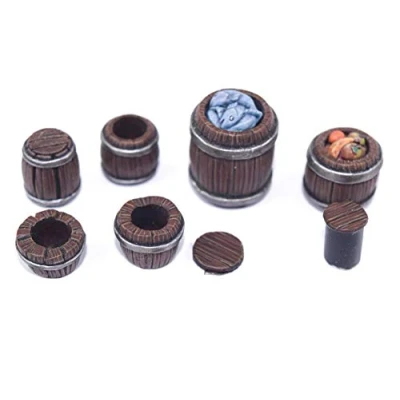 Image of War World Gaming Fantasy Village Set of Barrels 28mm Heroic Scale Wargaming Terrain Model Diorama Scenery Wargame Tabletop Medieval Battle Battleboard