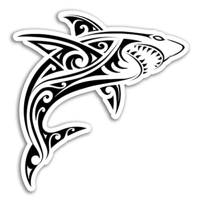 Image of 2 x 10cm Tribal Shark Vinyl Stickers Tattoo Surfer Sticker Laptop #18379 (10cm Tall)