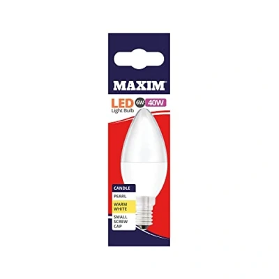 Image of kenable [10 Pack] Maxim LED 6W (40 Watts) Warm White SES E14 Candle Light Bulb 009780