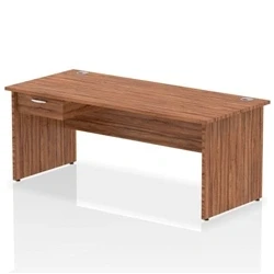 Image of Impulse 1800x800 Desk Walnut Top Panel End 1x1 Drawer Fixed Ped