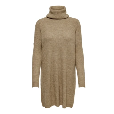 Image of ONLY Women&#039;s Onljana L/S Cowlneck Wool Knt Dress, Indian Tan, L UK