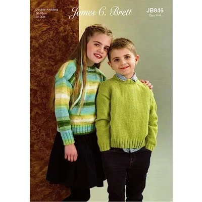 Image of James Brett Double Knit Knitting Pattern Boys Girls Ribbed Detail Sweater (JB846)