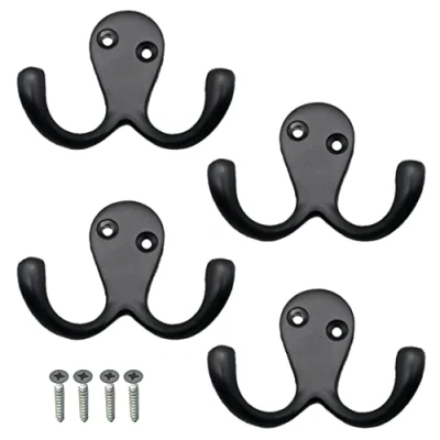 Image of EAI Twin Robe Hook Matt Black Pack of 4