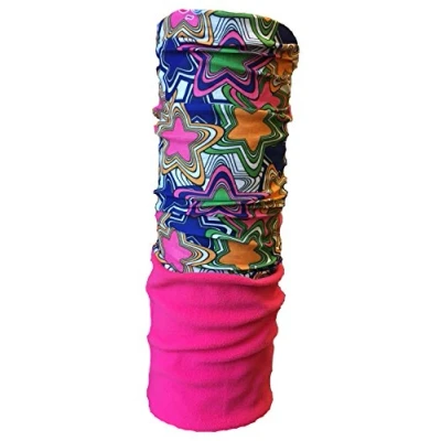 Image of Multifunction Half Fleece Neckwarmer, Snood, Hat, Scarf and Hood with 70s star print by Monogram
