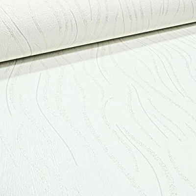 Image of SOPHIE LAURENCE Plain Metallic Glitter Wave Stripe Textured Vinyl Thick Wallpaper Living Room Bedroom Hall