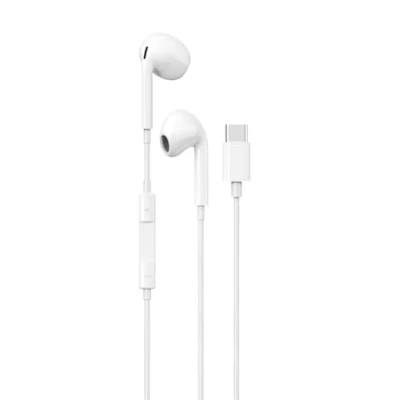Image of Maplin Wired Earbuds USB C Hands Free Calling Volume Button White