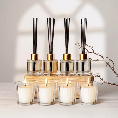 Image of Marco Paul Christmas Candle Set Scented Candles Home Decor Gift Tea Small Long Burning Lights Sets