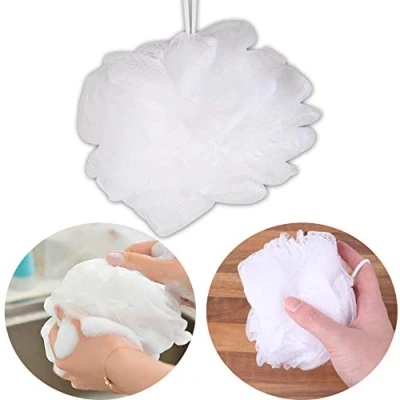 Image of 2x Exfoliating White Bath/Shower Scrunchies Relaxing Deep Cleanse Scrubber