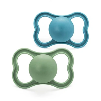 Image of MAM Air Soothers 6+ Months (Pack of 2), Baby with Sterilisable Travel Case, Essentials, Blue (Designs May Vary)