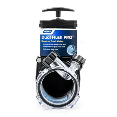 Image of Camco Dual Flush Pro Camper/RV Holding Tank Rinser Features 3 Inch Gate Valve &amp; Reverse Empties Flushes RV Black Water Tanks and Sewer Hose (39062)