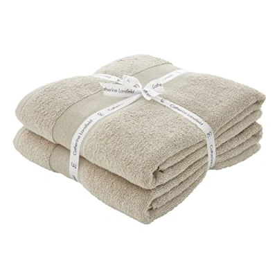 Image of Catherine Lansfield Anti Bacterial Soft &amp; Absorbent Cotton Bath Sheet Pair Natural