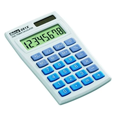 Image of Rexel Ibico 081X Pocket Calculator LCD Display (White/Blue)