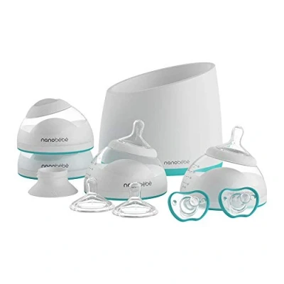 Image of nanobebe Breastfeeding Baby Bottles Starter Set, Anti Colic Newborn Bottle Protects Breast Milk Nutrients, Breastfed Set Includes Smart Warmer (ttpm Award Winner)