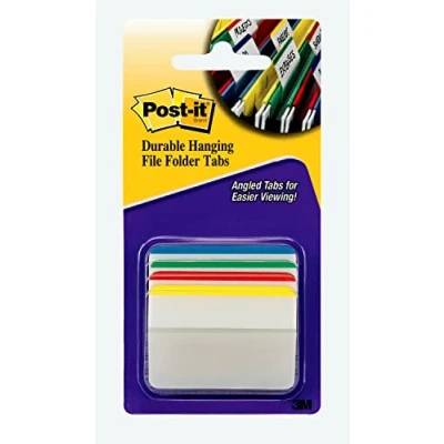 Image of Post It Index Strong Angled Filing Tabs, Blue, Green, Yellow, Red (Pack of 24)