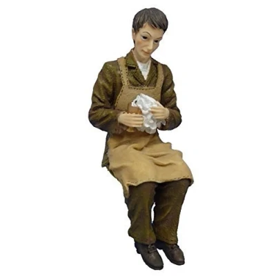 Image of Melody Jane Dolls House People Victorian Servant Polishing Silver Resin Figure