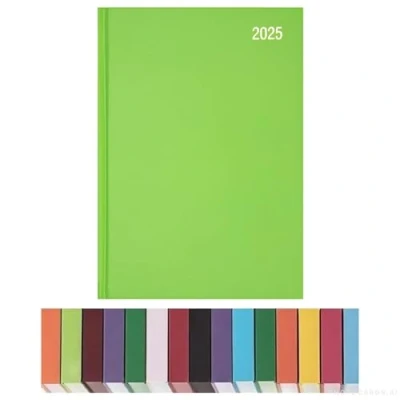 Image of Top Sale 2025 A5 Week To View Yearly Diary with Hard Cover Lime Green Matching Ribbon Marker