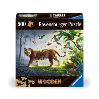 Image of Ravensburger Wooden Jigsaw Puzzle for Adults and Kids Age 14 Years Up Jungle Tiger 500 Pieces