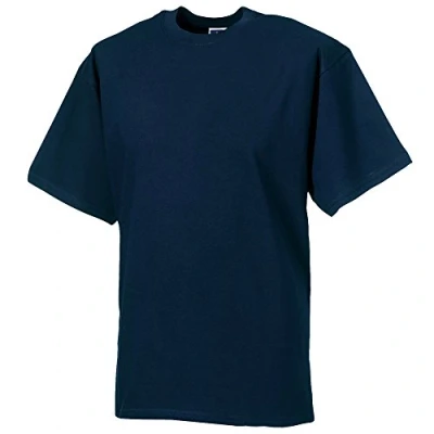 Image of Russell Athletic Europe Mens Classic Heavyweight Ringspun Short Sleeve T Shirt (French Navy) Cotton Size 2XL