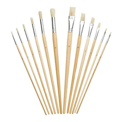 Image of Fit For The Job 12 piece Artist Brush Set, Mixed Sizes Art Set Ideal With Watercolour, Oil, Acrylic Kids &amp; Adults Arts Crafts, Artwork, DIY, Decorating, Cutting In, Upcycling, Modelling